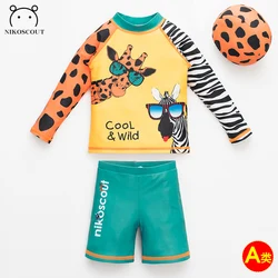 Children's Swimsuit Bottoms Baby Orange Boy 10 Years Old Hot Spring Long-Sleeved Split Sunscreen Quick-Drying Medium and Large Kidsren's Swimsuit