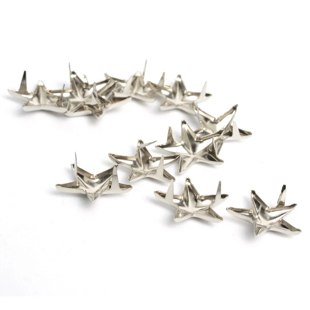 100pcs 15mm Apparel Sewing DIY Star Metal Studs, Punk Jewelry,Shoes,Bags, Leather Belt Punk clothes Garment Rivet Accessories