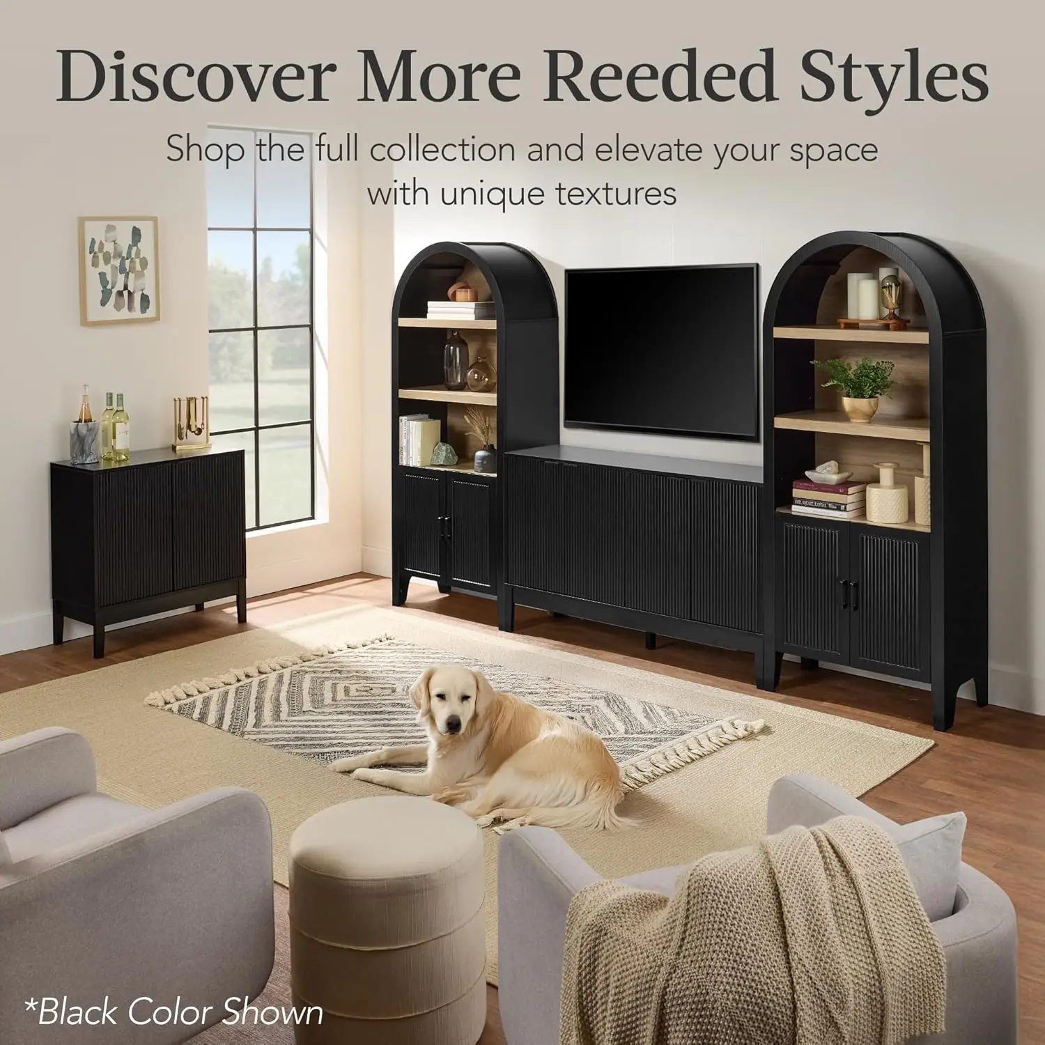 2-Door ern Storage Cabinet, Buet, Sideboard, Media Cabinet, Cupboard, Entryway Accent Table, Bookcase w/Reeded Panels and Adjust image 7