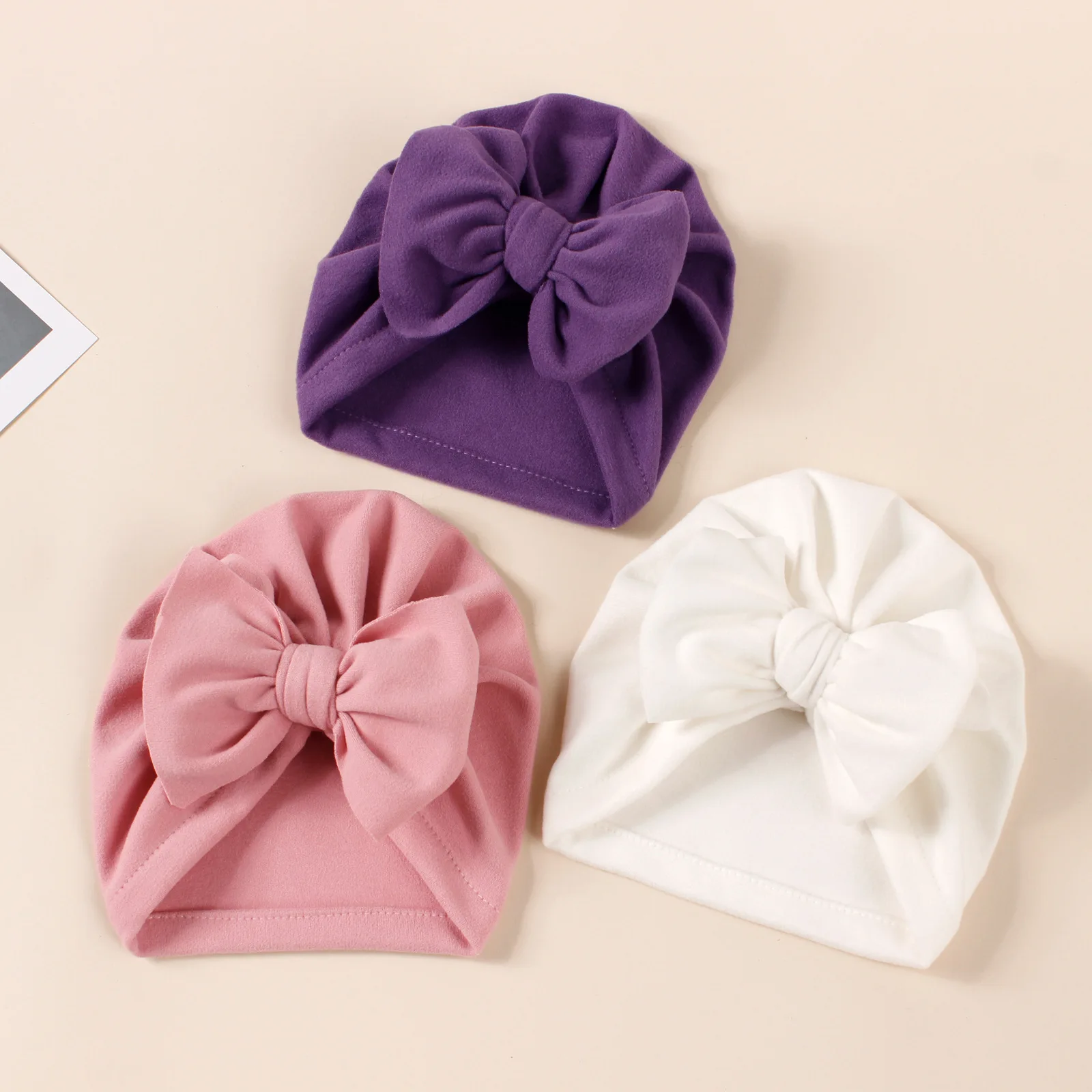 

Baby Bowknot Turban Hat Newborn Beanies Hat 0-5T Elastic Indian Cap Winter Warm Cashmere Hats Infant Toddler Girls Hair Bow