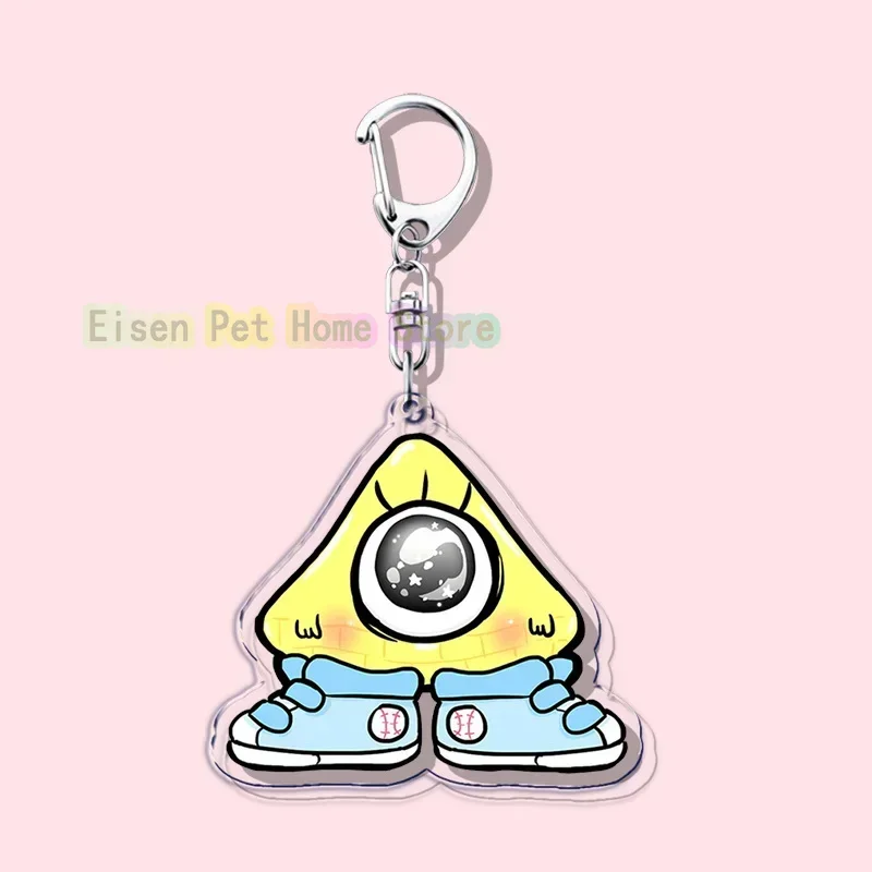 Cute Cartoon Baby Keychain Key Chain Ring for Bag Bill Cipher Baby Keyring Jewelry Outer Space Fans Halloween Gift