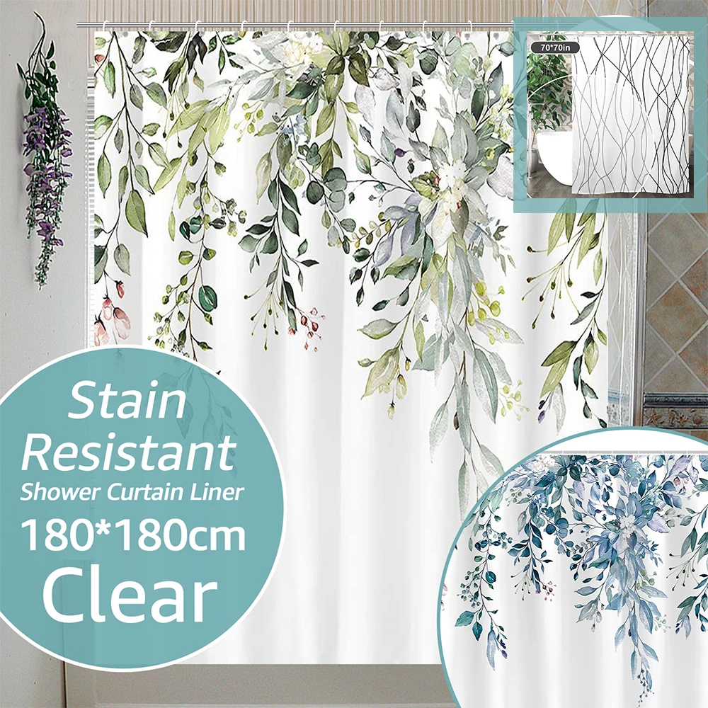 Shower Curtain Set Waterproof Polyester Bathroom Curtain 71x71 Inch Multipurpose Anti peeping Floral Shower Curtain Decorative