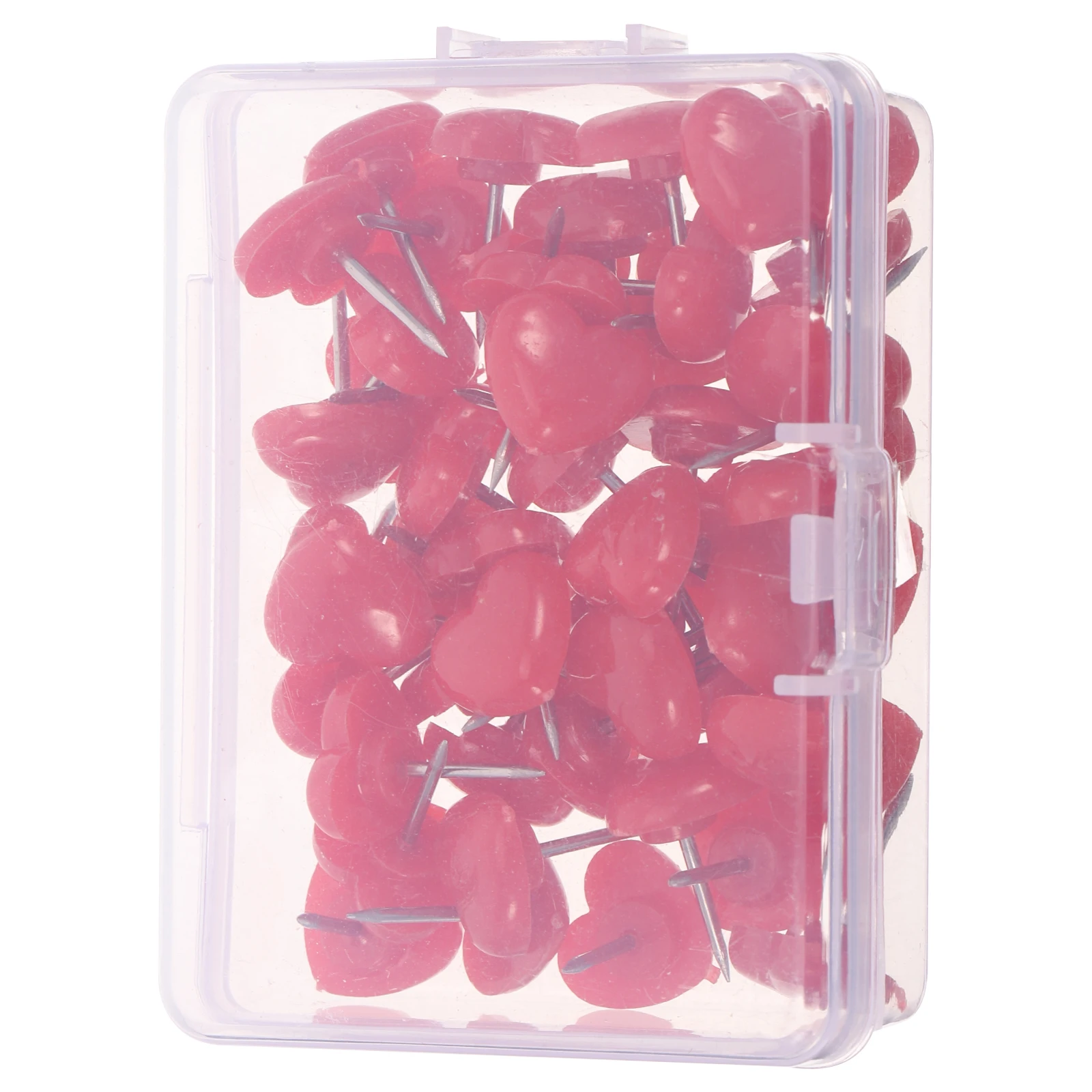 

50pcs Heart Shaped Thumbtacks Decorative Pink Red Plastic Push Pins for Bulletin Board Photo Wall Office Use