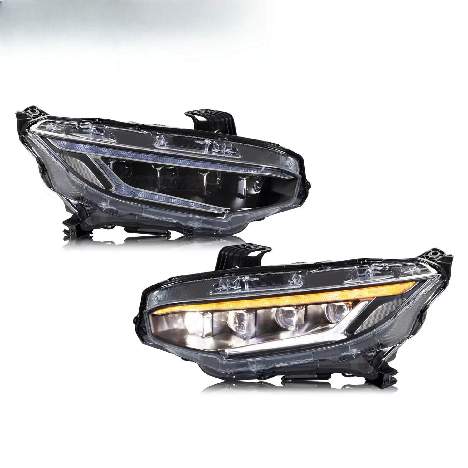 

LED Headlights for Civic 2016-2021 4 Lenses 10th Gen Front Lamps Assembly DRL Start up Animation
