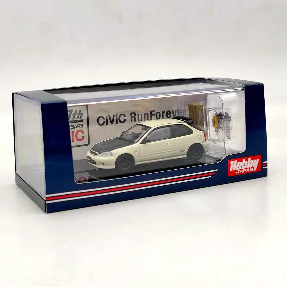Hobby Japón 1/64 para Civic TYPE R (EK9) con modelo de pantalla de motor HJ642016EW juguetes blancos fundidos a presión regalos de colección de coches