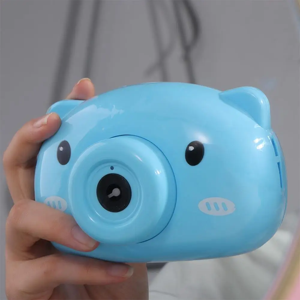 面白い耐久性のある子供用シャボン玉マシン漫画カメラ型シャボン玉メーカー自動豚漫画シャボン玉吹き出し機女の子男の子