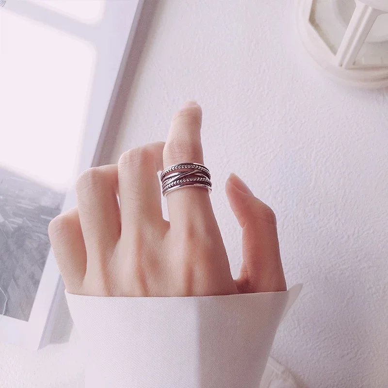 925 Sterling Silver Rings for Women Men Couple Minimalist Handmade Simple Interware line Ring Party Jewelry Gift Prevent Allergy