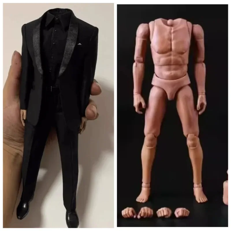 

Toy Center 1/6 Scale Shawl Collar Black Suit Gown Clothes Model for 12 Inch Male Soldier BD001 B001 AT 020 Muscle Body Action