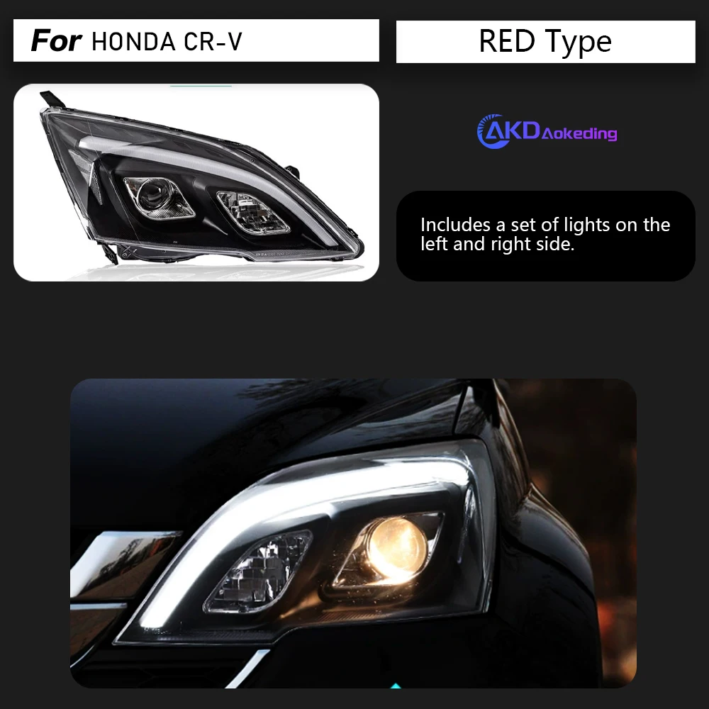 Car Lights for Honda CR-V LED Headlight 2007-2011 CRV Head Lamp Drl Projector Lens Automotive Accessories