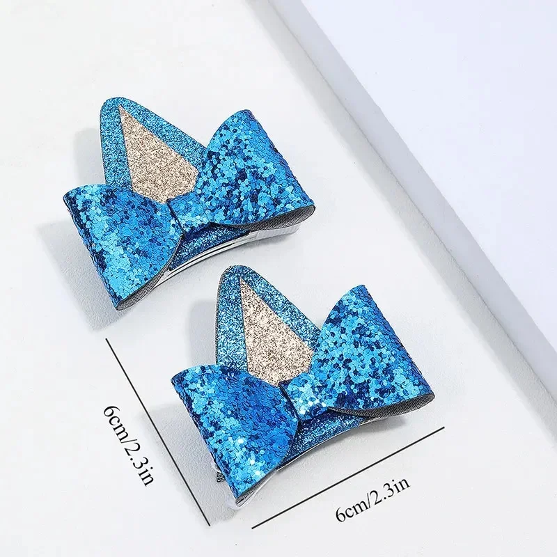 2pcs Blueyes Ears Hair Bow Clips Bingoes Toddler Kids Cute Glitter Hairpins Costume Accessories Girls Bows Hairpin Birthday Gift