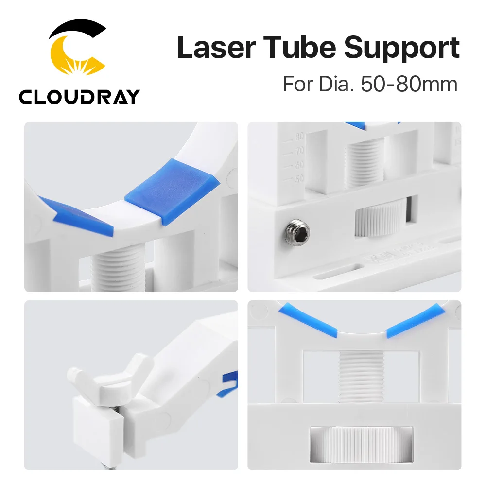 Soporte de tubo láser Co2, soporte de plástico Flexible de 50-80mm para máquina cortadora de grabado láser de 50-180W, modelo A