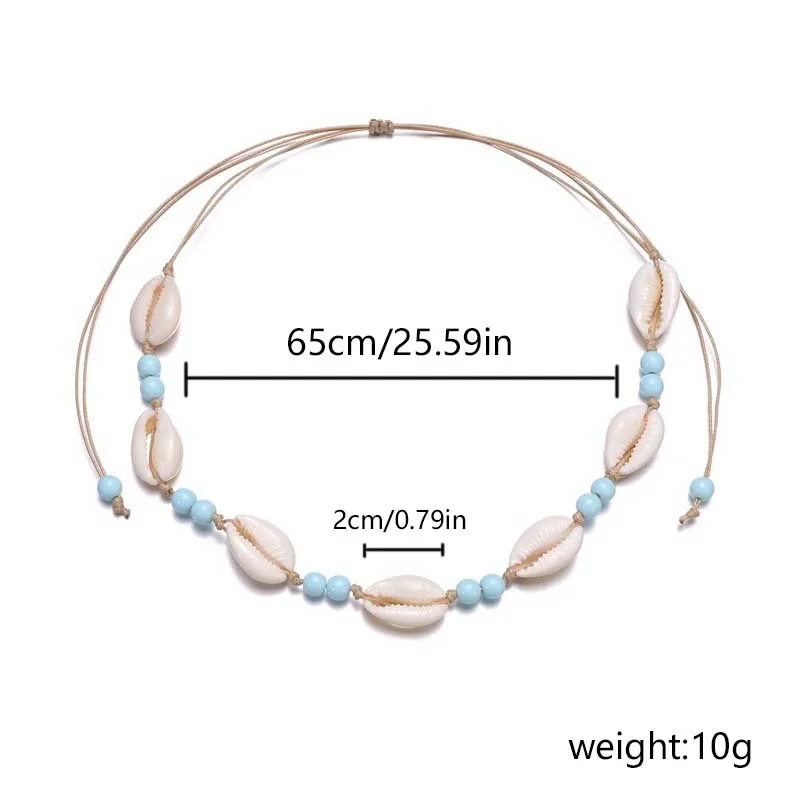 2024 Classic Shell Beaded Necklace for Women Fashion Bohemian Shell Braided Chain Choker Summer Travel Jewelry Accessories