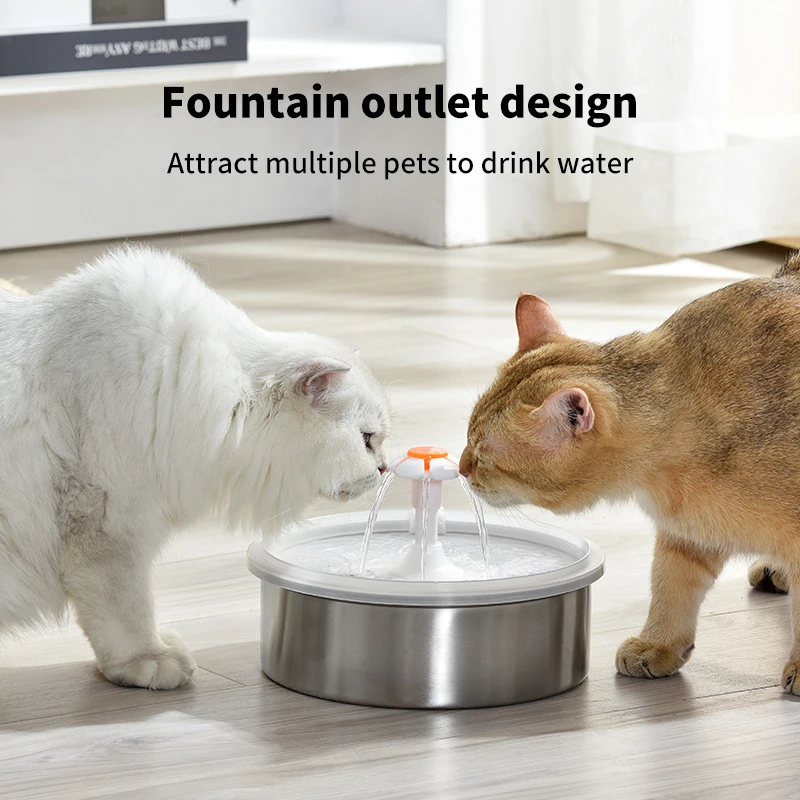 

Stainless Steel Cat Water Dispenser Flow Circulation Dog Automatic Water Feeder 2L Pet Intelligent Water Dispenser