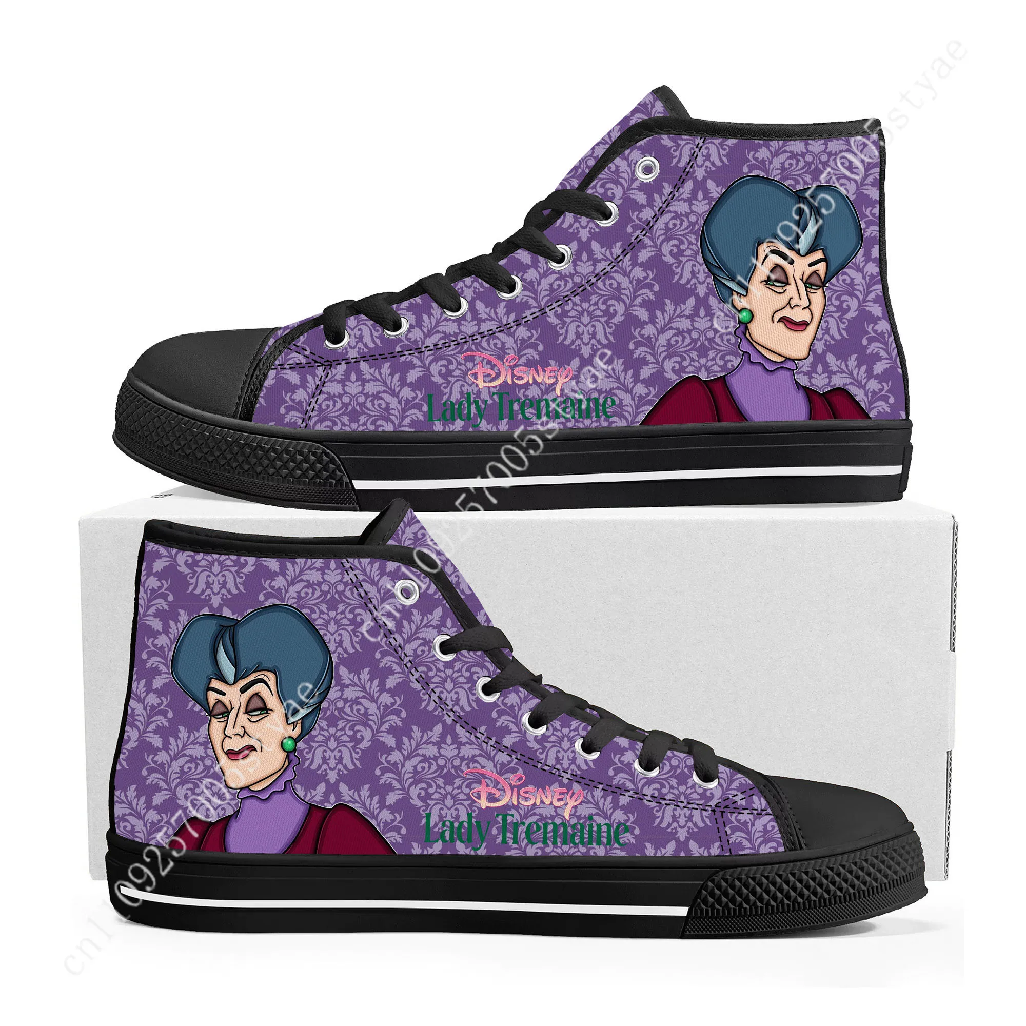 Zapatillas altas Lady Tremaine, película de dibujos animados de Disney, zapatos decorativos DIY, diseña tus fiestas, regalos festivos, zapatos personalizados