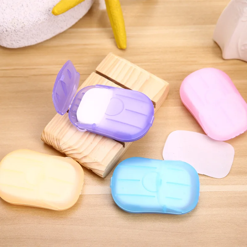 1Box Mini Bath Travel Soap Flakes Disinfecting Soap Paper Cleaning Paper Easy Washing Hand Disposable Scented Slice Random Color