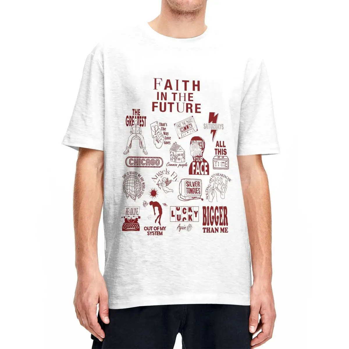 Oversized T-Shirt Louis Tomlinsons Singer 100% Cotton T-Shirts Faith In The Future Tracklist Tshirt for Men Short Sleeve Tops