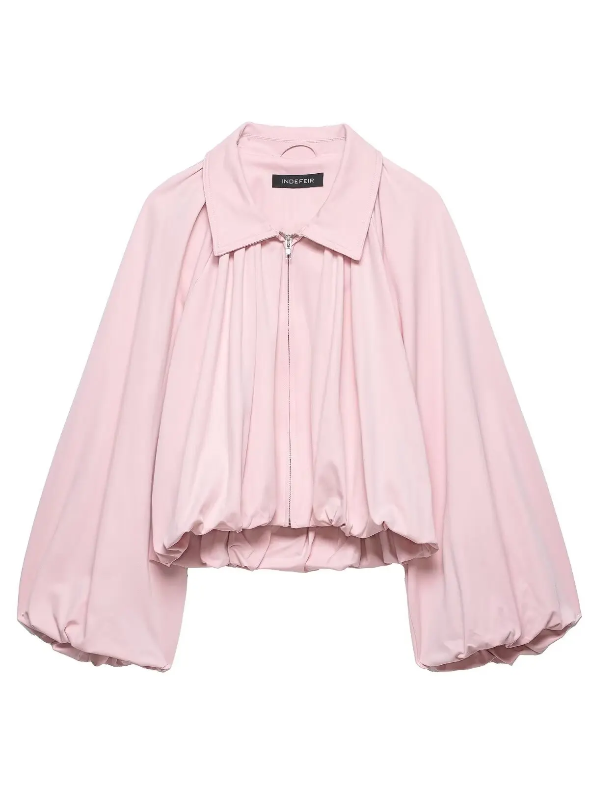 

WMXZ Spring Women's Asymmetric Hem Balloon Sleeve Pilot Jacket Coat Long Sleeve Turn-down Collar Asymmetric Hem Outerwear