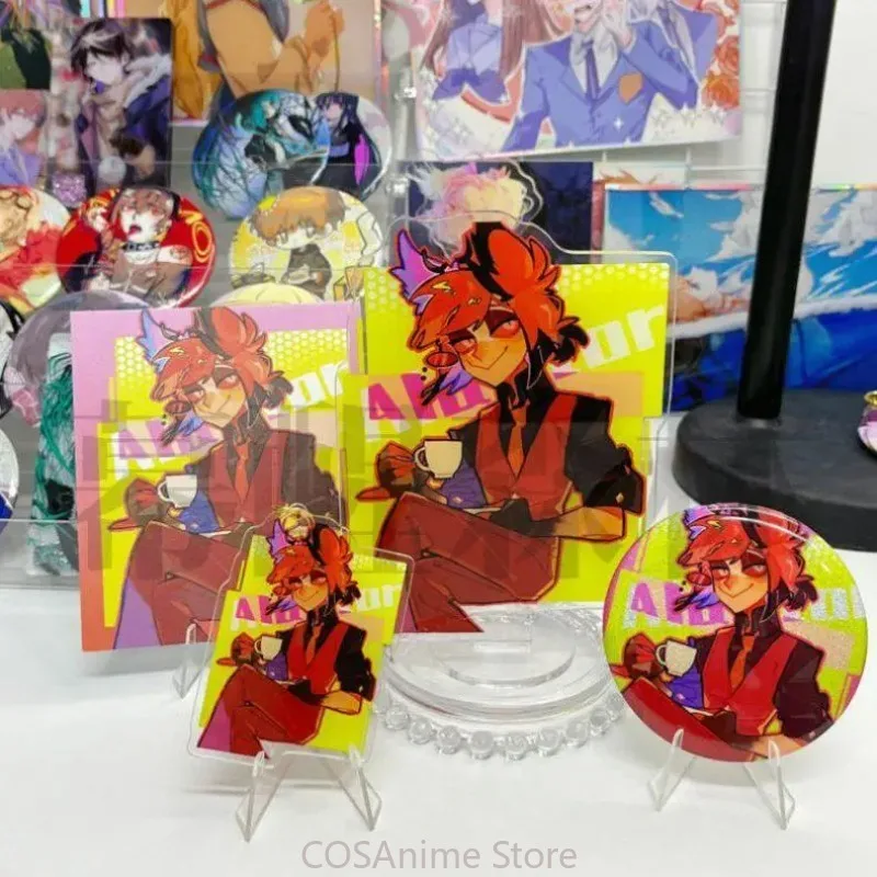 

Hazbin Hotel Alastor Husk Niffty AD Coffee theme Anime Game Badge Keychain Postcard Colored Paper Acrylic Stand Ornament Gift