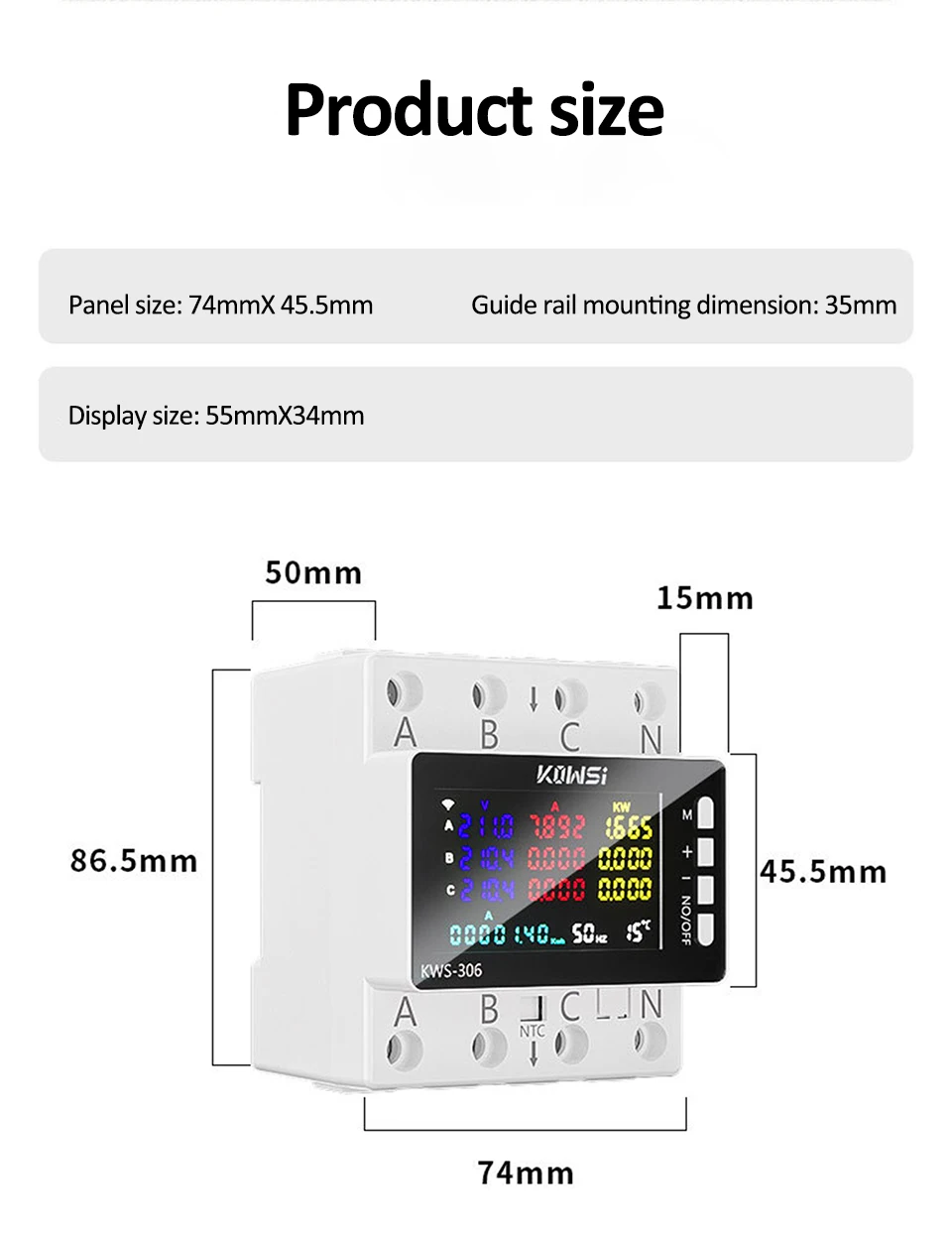 TUYA Wifi Power Energy Meter AC Monitor AC 85-290V 80A 3 Phase 4-draht DIN Schiene über Unter Spannung Schutz Strom Meter – Detail 11