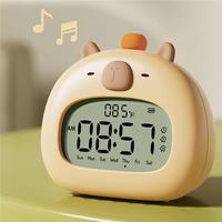 B97A-2PCS Capybara Alarm Clock For Kids, Ready To Rise Children's Sleep Trainer,Cute Capybara Clock Dimming Night Light,A