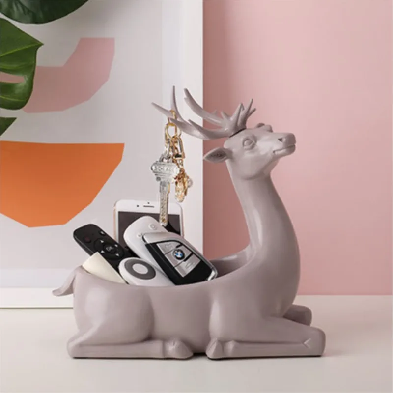 Morden Stye Home Decor Resin Art Creative Animal Elephant Deer Cosmetic Storage Box Keys Candy Jewelry Family Desk Organizer Bo