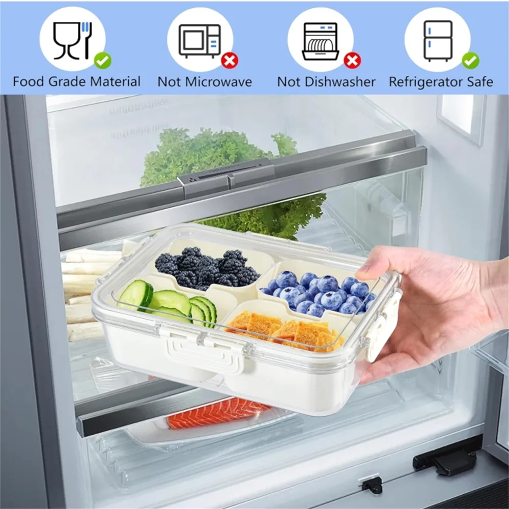 

Сетки, разделенный поднос для еды с крышками, портативный фруктовый орех, конфеты, специй, холодильник, ящик для хранения, контейнер для закусок