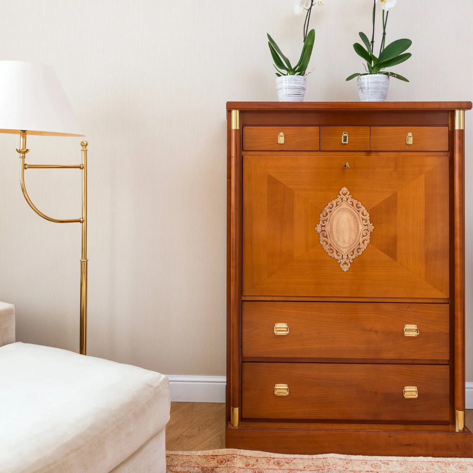 2 قطعة الخشب الصلب المنحوت راصعة النمط الصيني التقليدي الخشب زين الأثاث ديكور خزانة باب السرير مرآة الديكور