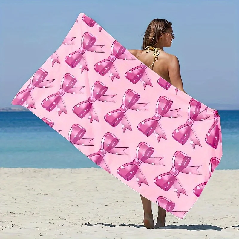 Fun Bow-Patterned Bath Towel Versatile for Pool Surfing Camping Yoga Beach Absorbency Gym Sweat Wiping Shower Room Use