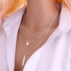Layered Chain Necklace Vintage Gold Color Strip Necklace on Neck Necklaces Women's Jewelry Accessories For Girls Gifts