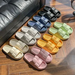 Summer Fashion Solid Color Women & Men Soft Slippers Flat Platform Bathroom Home Indoor Female Cushion Indoor Sandals EVA