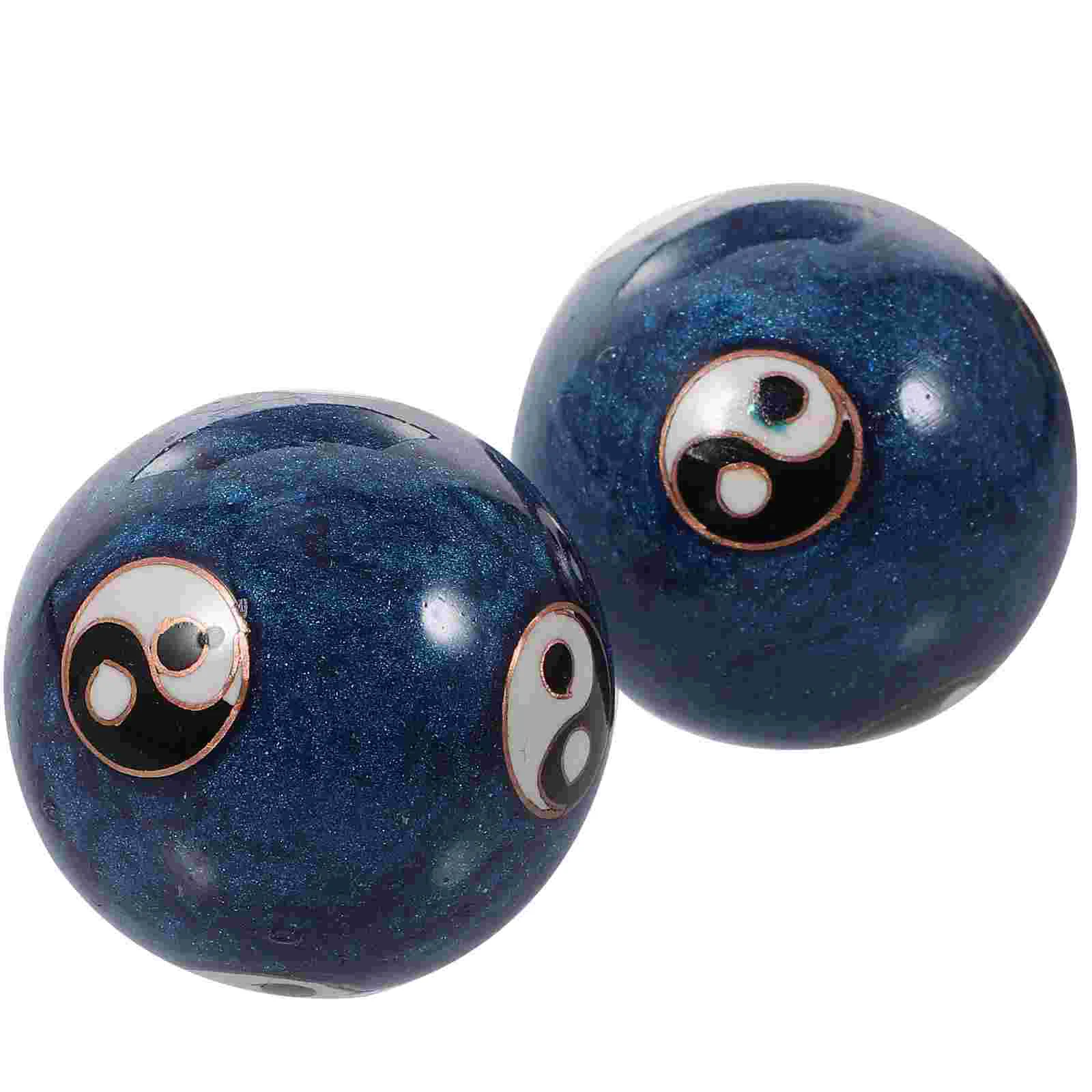 1 Set Enamel Chinese Tai Chi Pattern Balls Baoding Balls Exercise Massage Balls Stress Relieve Hand Exercise Therapy Ball