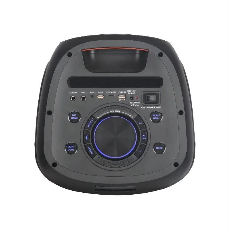 Outdoor Dual Mic Blue Tooth Party Speaker Subwoofer Portable Karaoke Speaker with LED Light