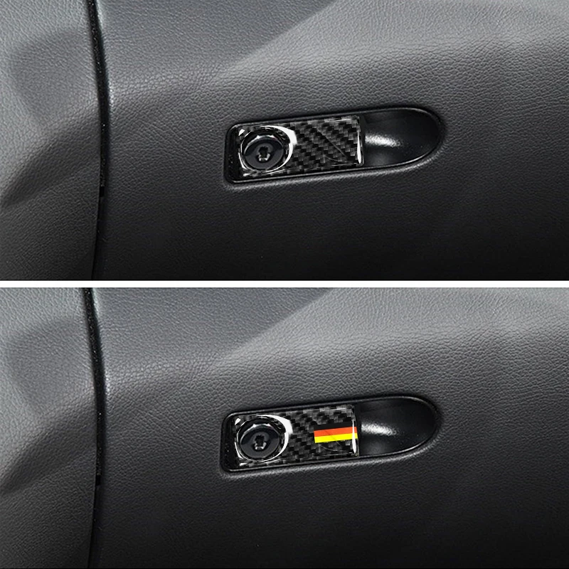 1Pcs Carbon Fiber Car Glove Box Panel Handle Cover Sticker Trim Decor Decal For Mercedes Benz C class W204 260 300 2007-2014
