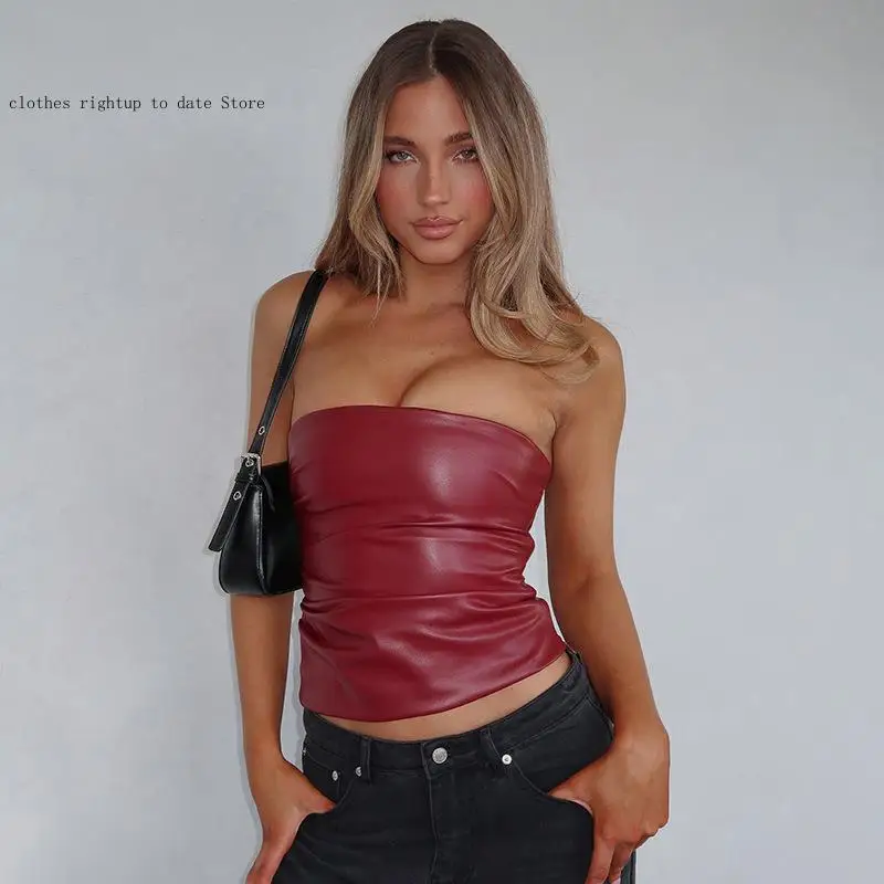 European and American Spring and Summer Trendy Women's Clothing Wrapped In Leather Versatile and Sexy Strapless