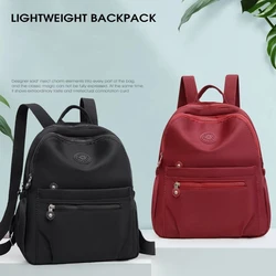 Solid Color Nylon Backpack, Lightweight Travel School Bag, Fashion Daypack For Work,Travel Bag Can Be Hung In Luggage