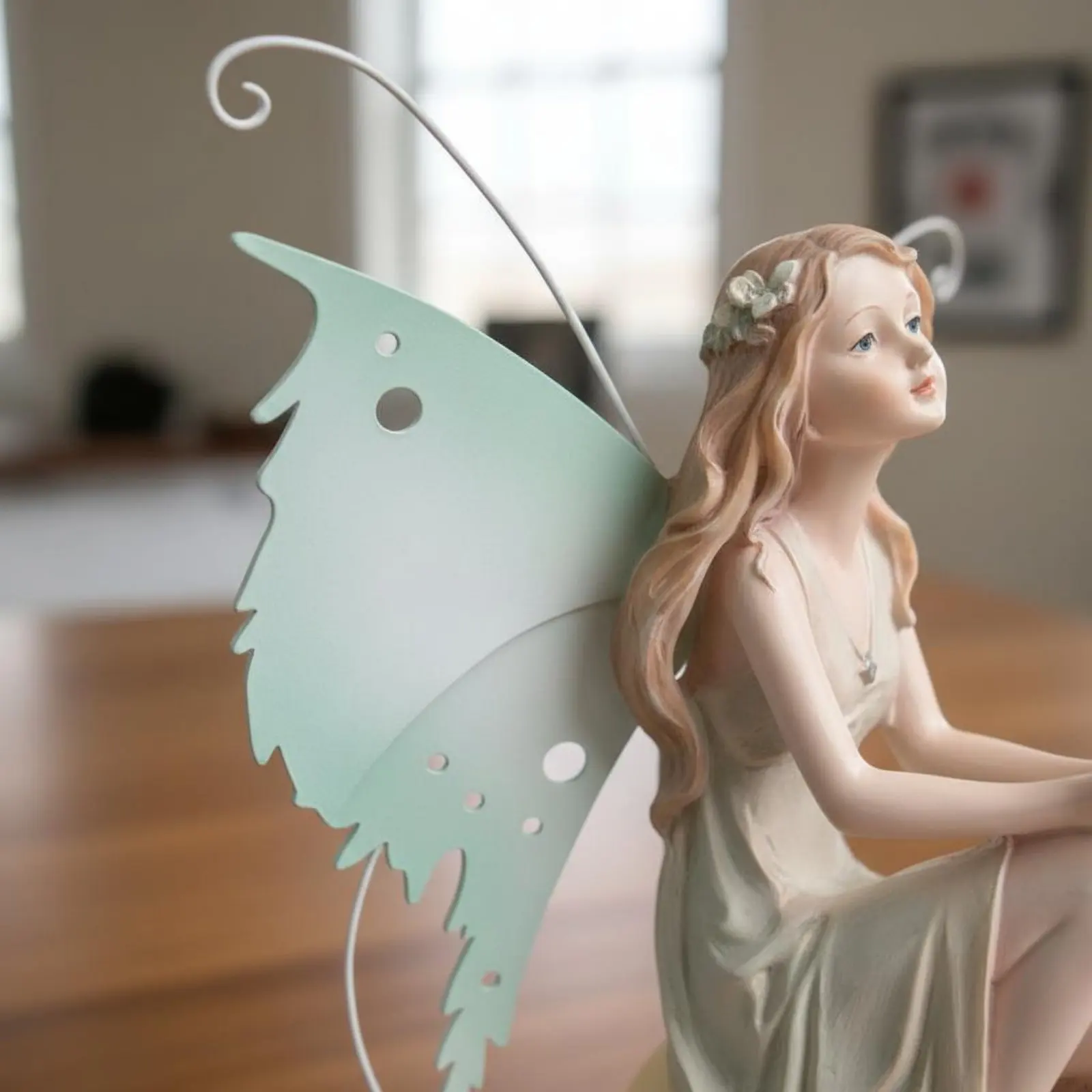 

Flower Fairy Sculpture Holiday Gift Notion Celestial Being Figurine Fairy Statue Detailed Craftsmanship Resin Desktop Decoration