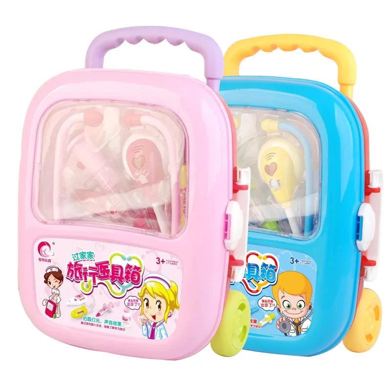 

Children's doctor toy set, baby Play House, injection, stethoscope, medicine box, simulation pull rod medical box