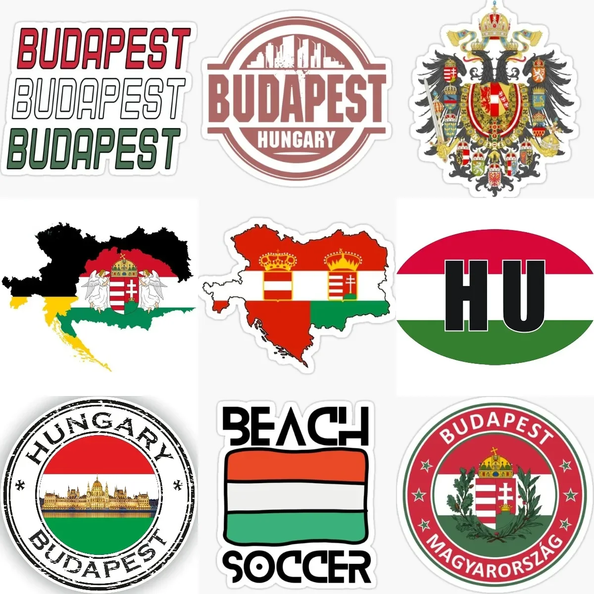 

HU Hungary Flag Map National Emblem PVC Sticker for Covered Scratch Decorate Bicycle Laptop Table Van Room Motorcycle Off-road