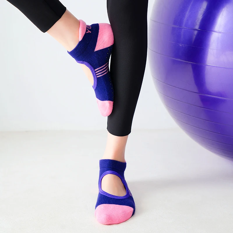 Calcetines transpirables con espalda descubierta para mujer, medias de algodón antideslizantes para Yoga, Ballet, baile, gimnasio y Fitness