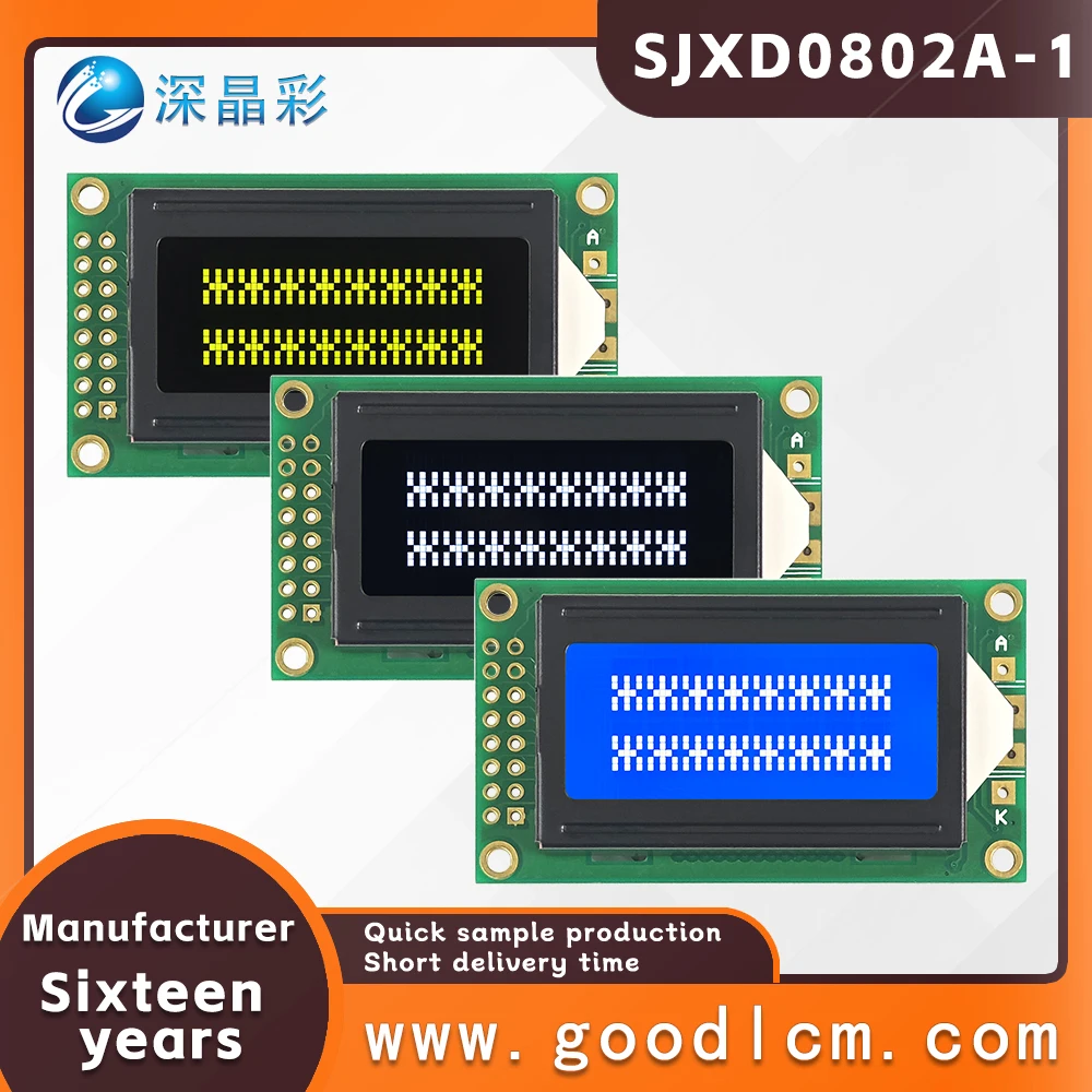 

Industrial control Russian characters LCD 0802 display screen JXD0802A-1 Parallel small size 8X2 character LCM display module