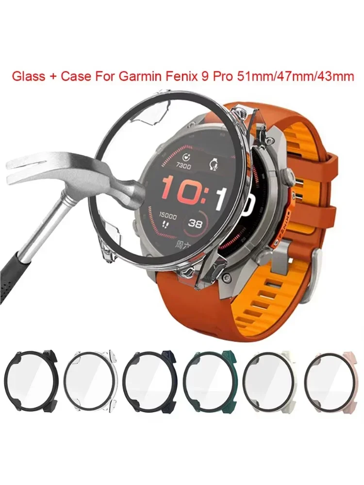 Ochronna obudowa do Garmin Fenix 9 Pro AMOLED, modele 51 mm, 47 mm i 43 mm, wraz z ramką ochronną i szkłem hartowanym – folia ochronna na ekran do Garmin Fenix 9 Pro. — 2