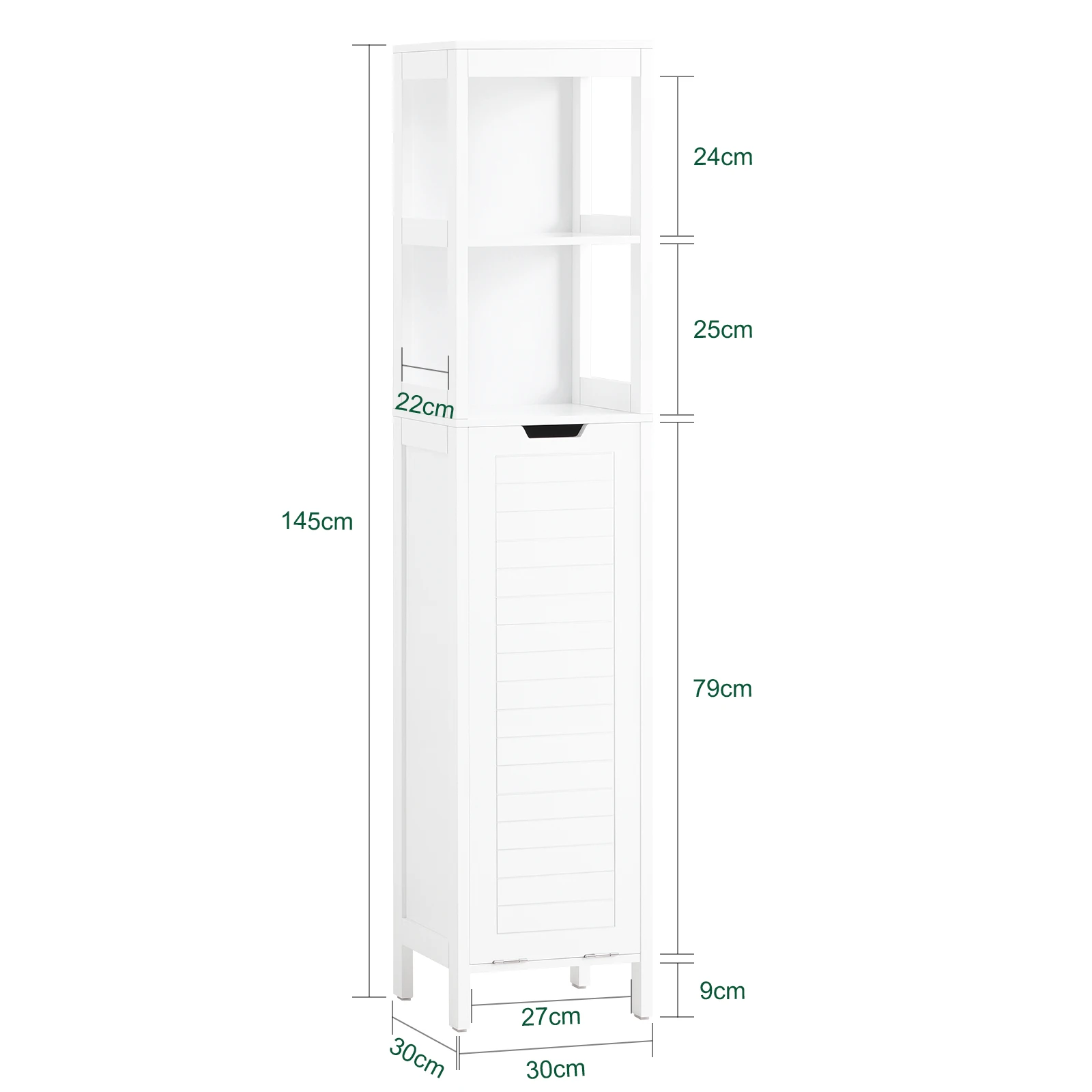 SoBuy BZR123-W Hochschrank mit ausklappbarem Wäschesack Badezimmer Schrank Badschrank schmal Wäscheschrank Badregal – Detail 4