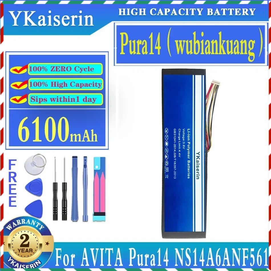 

YKaiserin 6100mAh Replacement Battery pura 14 For AVITA Pura14 NS14A6ANF561 CN6613-2S3P Laptop Batteries