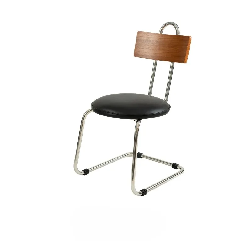 Dining chairs, retro dining tables and chairs, stainless steel antique denim leather fabric home leisure chair