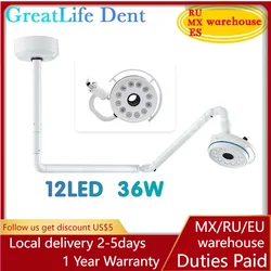 GreatLife Dent 36w 12 Bulbs Pet Surgery Dental Brightness Ceiling Surgical Examination Theater Shadowless Lamp Led Light