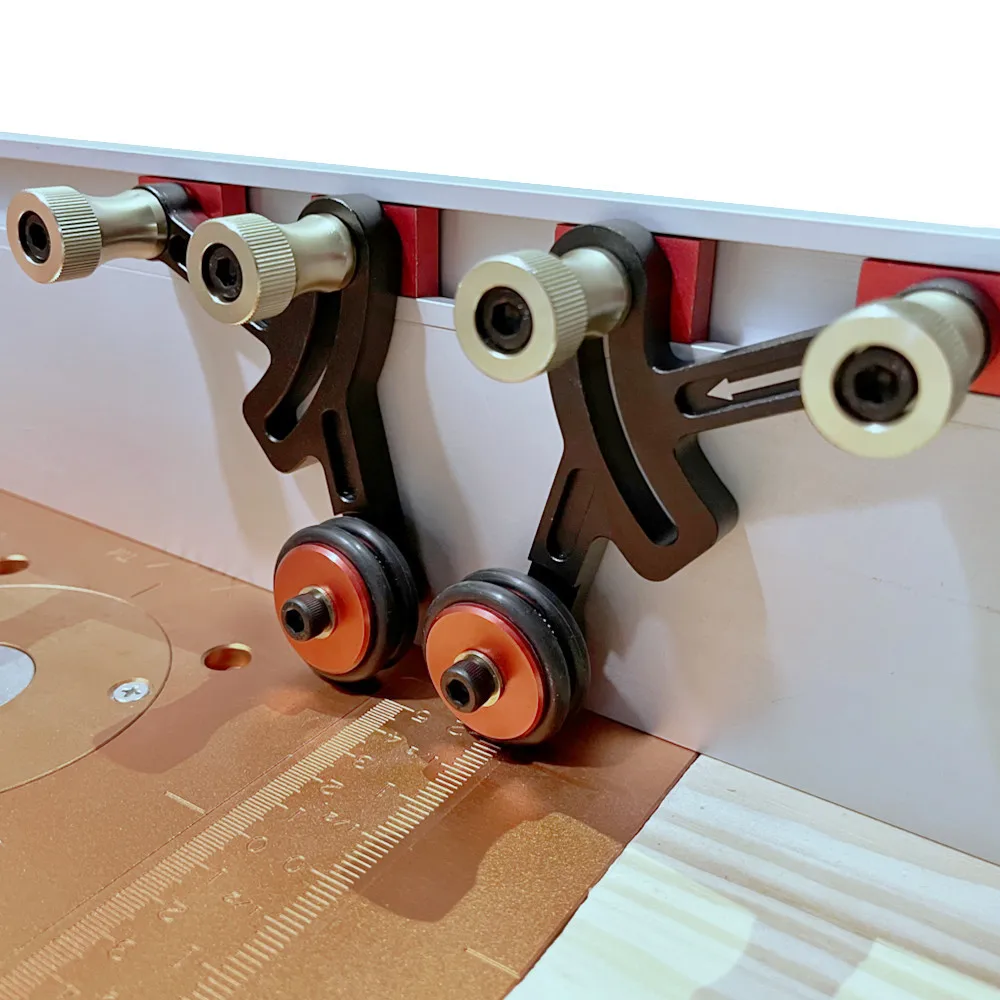 One-way feeding, woodworking multi-function bearing roller press feather plate flip-chip saw table DIY
