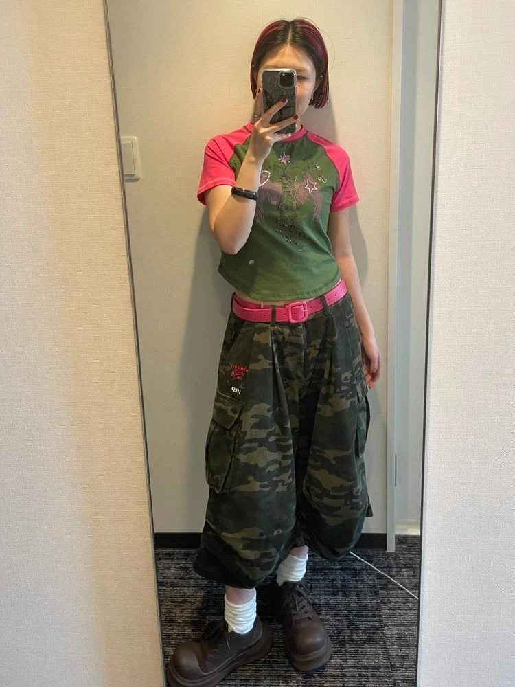 

Women's Camouflage Loose Capris Summer Street Unisex Trousers Cargo Shorts Young Girl Casual Bottom Female Calf-length Pants