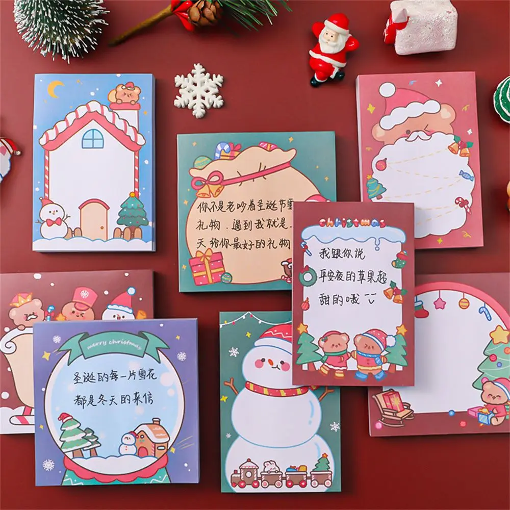 Kawaii Claus Blocco note Carta postale Cancelleria Babbo Natale Note adesive autoadesive Note per messaggi Blocco note natalizi Carta da lettere