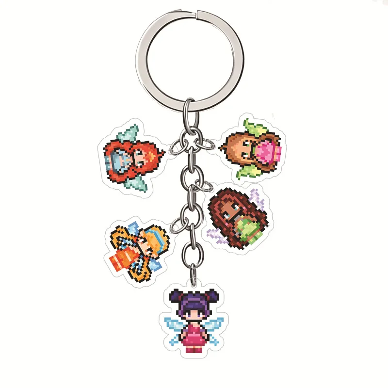 Cartoon Pixel Fairy Acrylic Keychain Anime Magical Girl Backpack Pendant Keyring Kawaii Student Bag Decor Festival Gift for Girl
