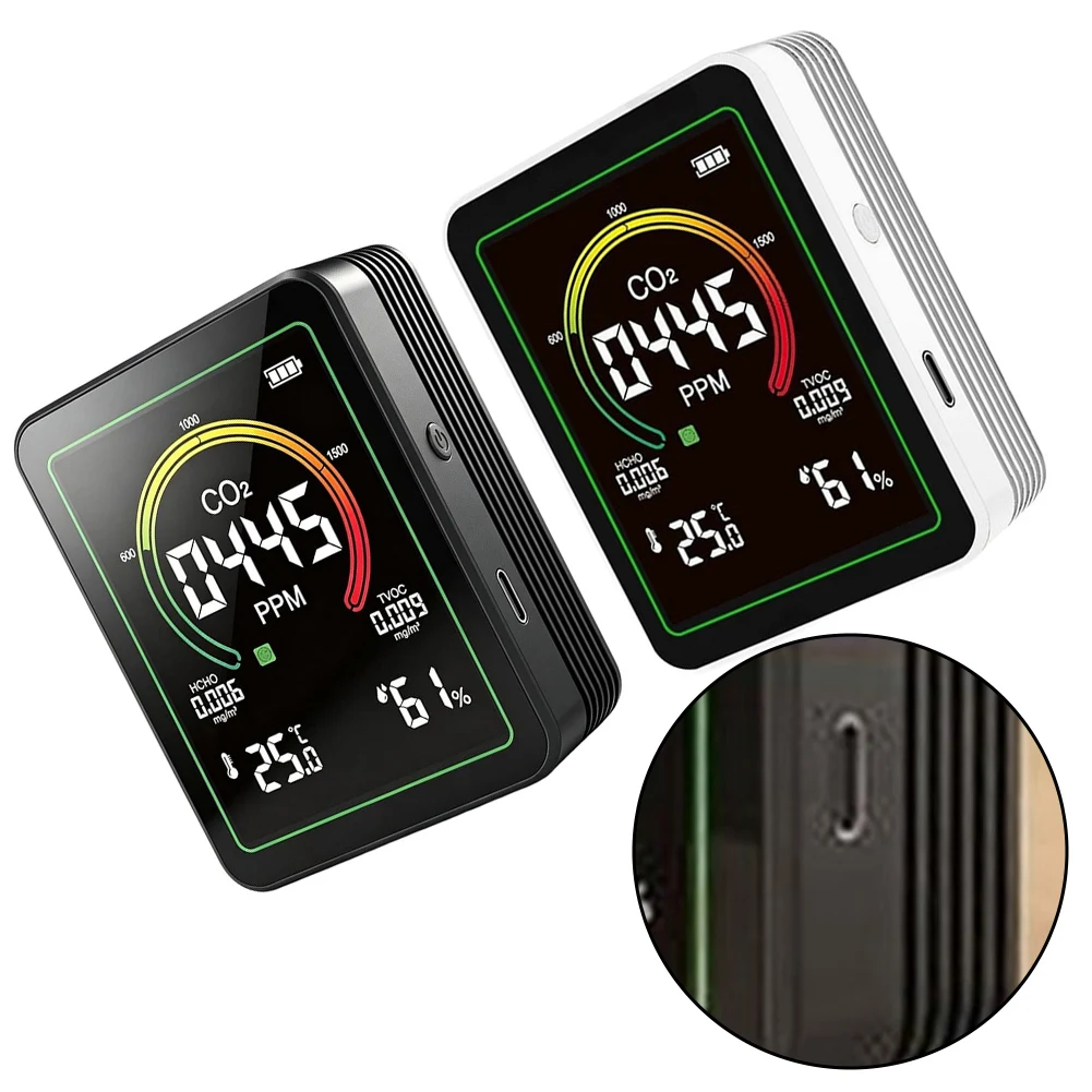 5in1 Portable Air Quality Monitor Indoor Temp&Hygrometer Tester Suitable For Homes, Offices, Schools, And Even Vehicles